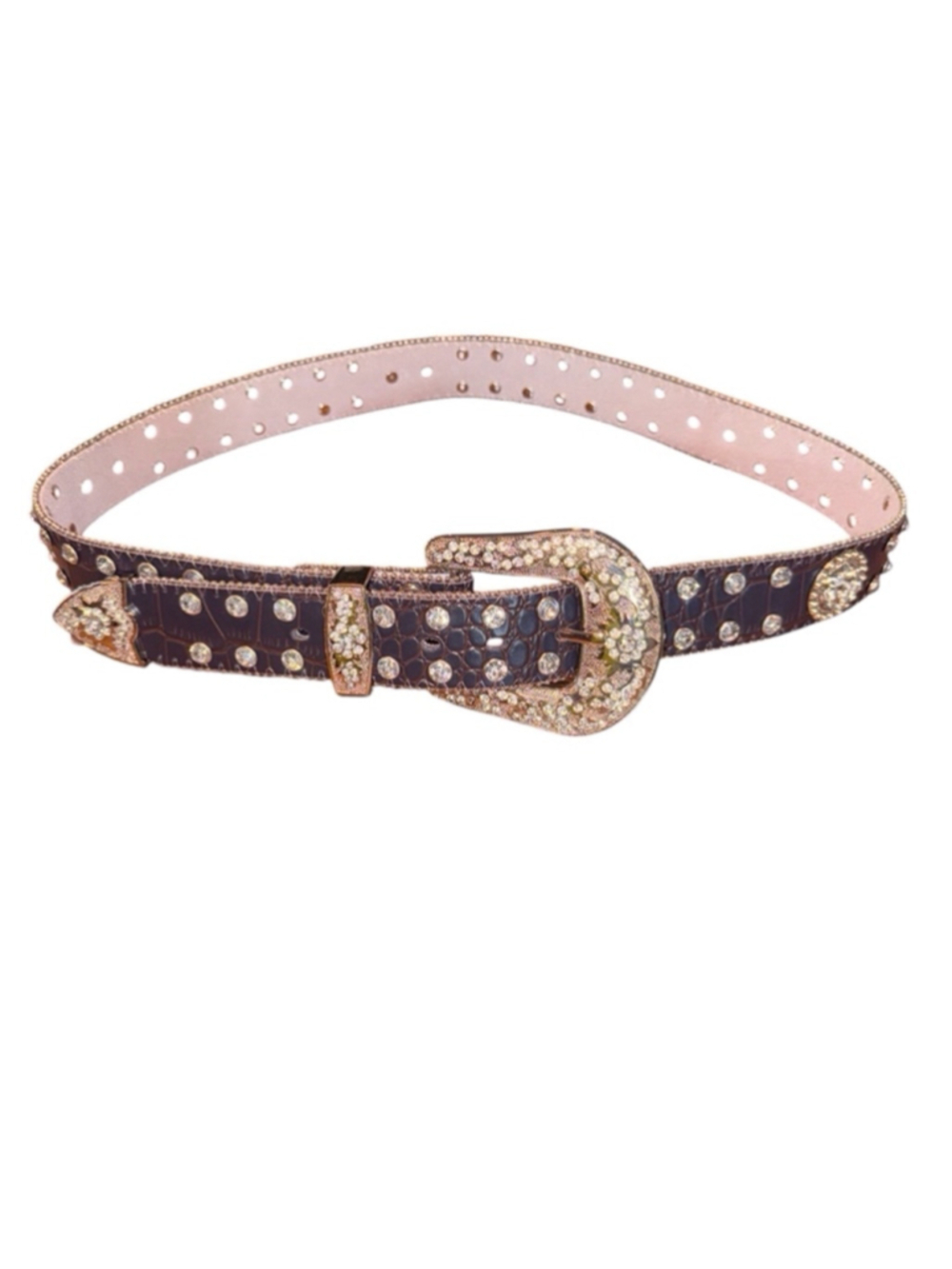 Women's studded western Brown leather Belt large